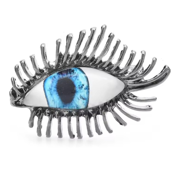 Betsey Johnson Eye Design Silver Blue Brooch - Picture 3 of 7
